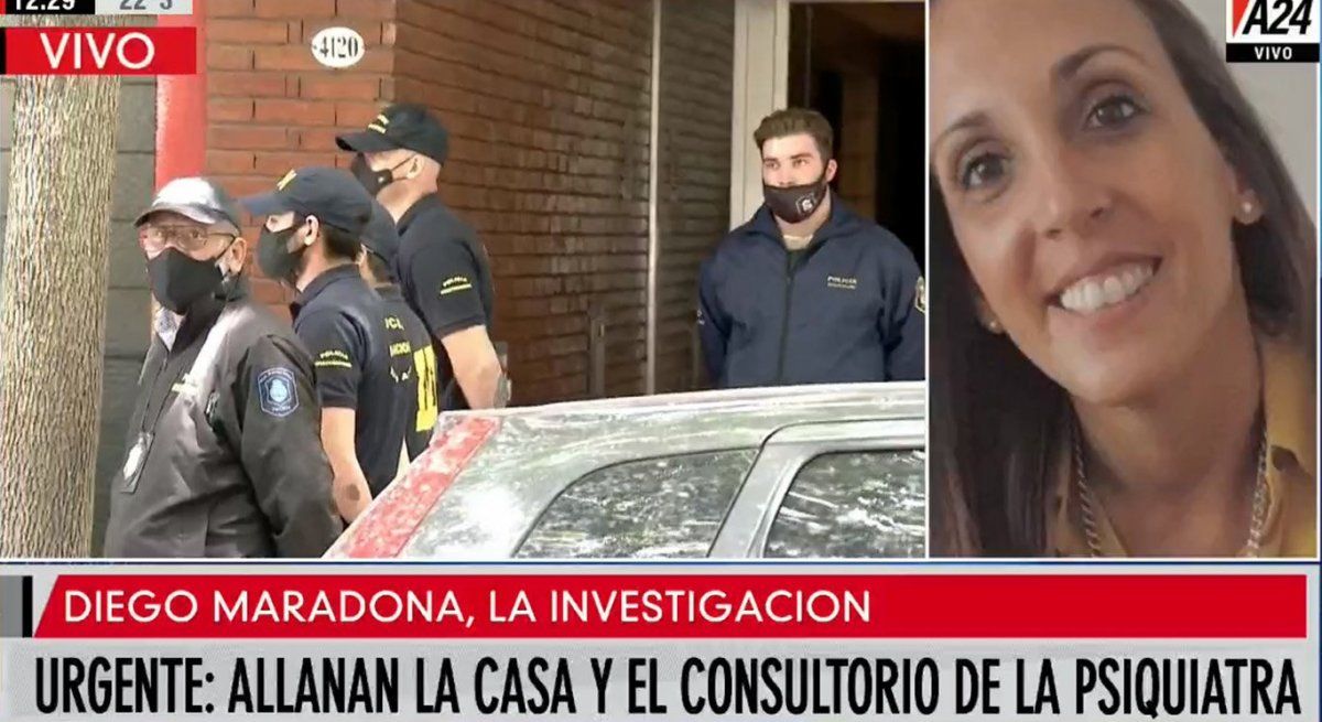Allanan el domicilio y el consultorio de la psiquiatra de Diego Maradona