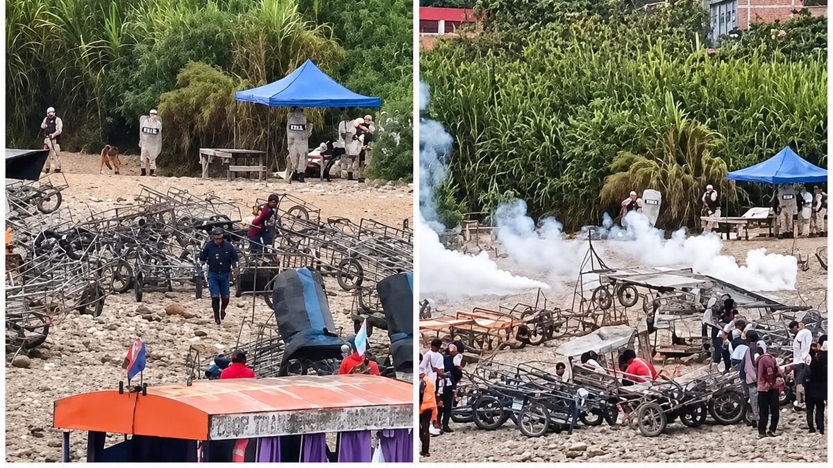 Prefectura se enfrentó con personas que intentaban cruzar mercadería ilegal. (Foto: captura