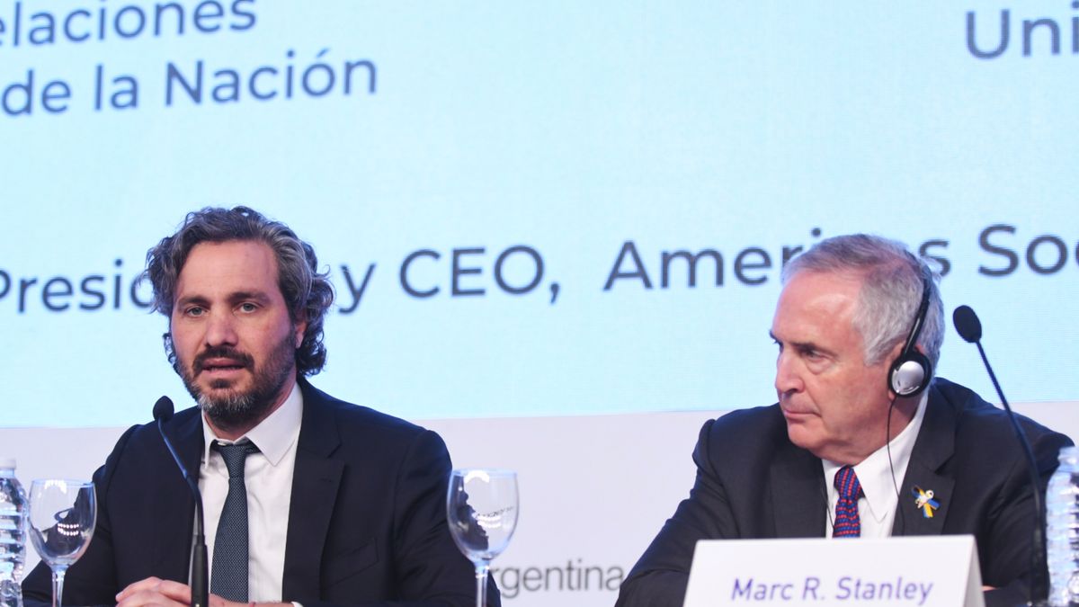 Santiago Cafiero y Marc Stanley en el Consejo de las Américas. (Télam)