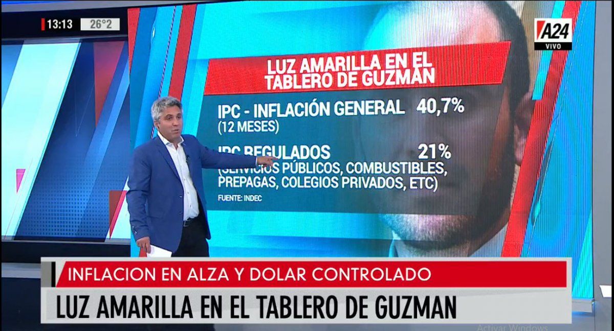 Una señal de alerta para el ministro Guzmán por la inflación del mes de febrero (Captura de TV)