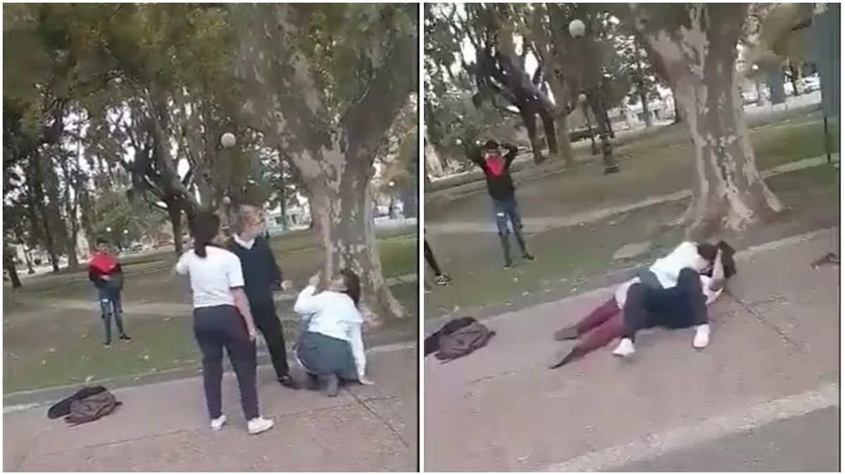 Dos alumnas se pelearon a las trompadas a la salida del colegio y una mujer las separó a los cachetazos