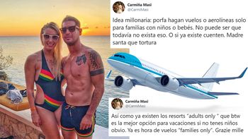 Carmiña critica presencia de niños en aviones y desata debate
