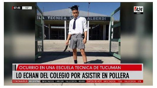 Tucumán: un alumno fue echado de un colegio por usar pollera