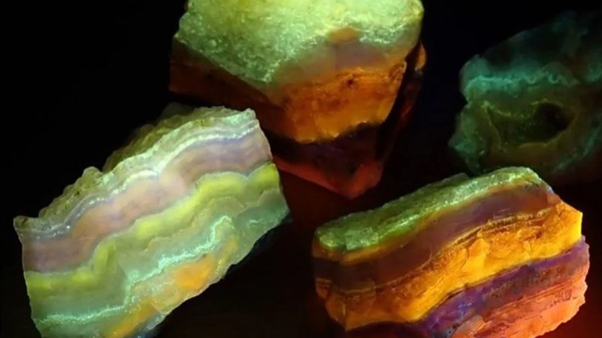 Las piedras reaccionan a la luz ultravioleta con un brillo fluorescente (Foto: captura de TV).