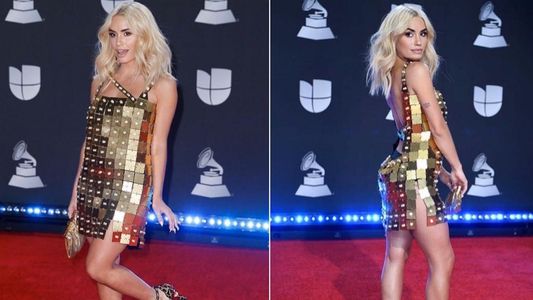 El look de Lali Espósito en los Latin Grammys con un vestido gold power
