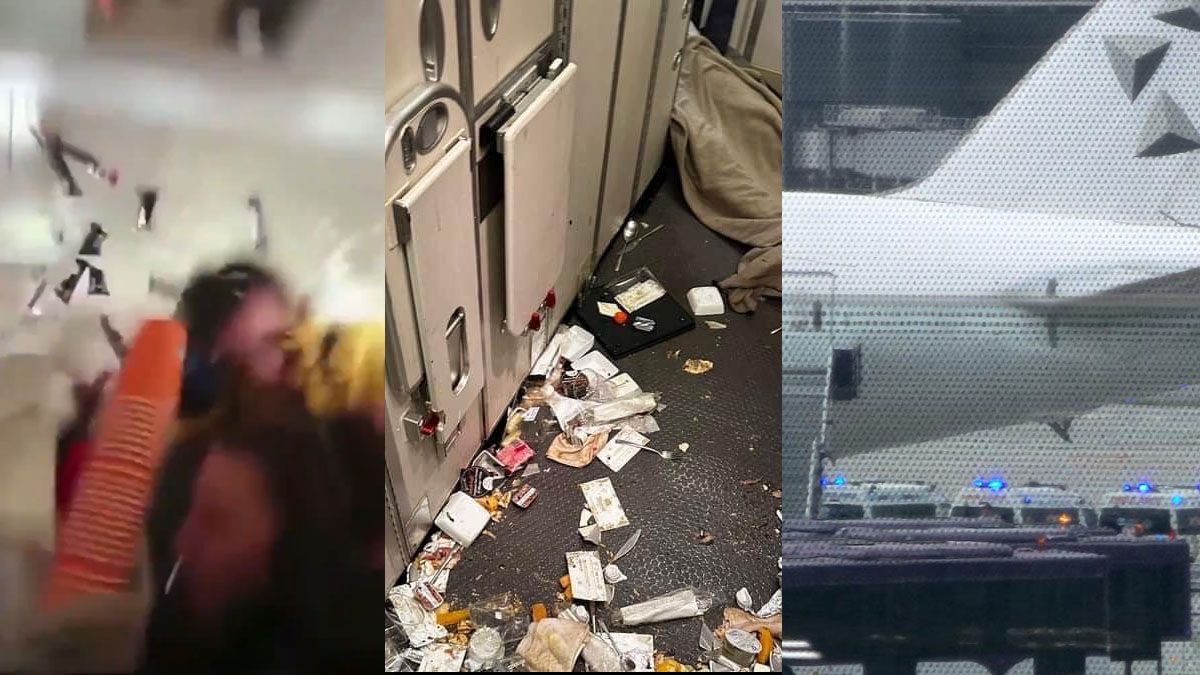 Secuencia de la turbulencia en el avión de Singapore Airlines, que debió aterrizar de emergencia en Tailandia. Hubo un muerto a bordo. (Foto: Captura de TV)