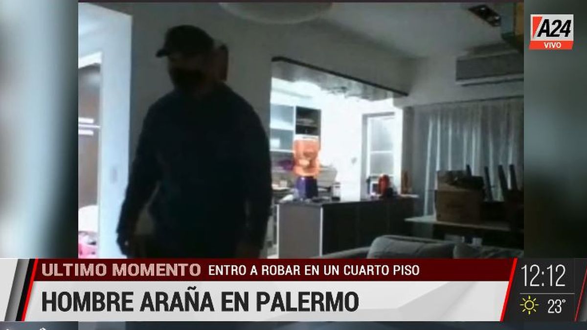 Palermo: así un hombre araña robó en un cuarto piso. (Captura de Tv)