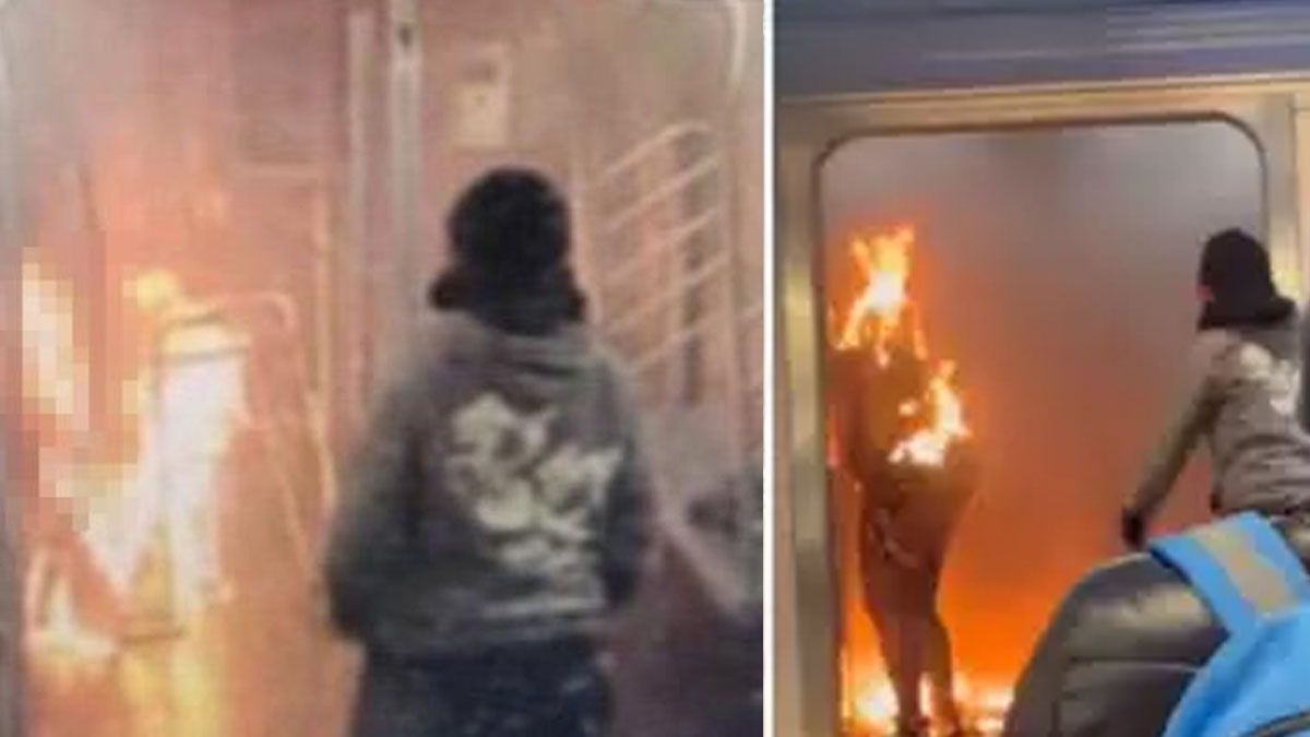 La mujer envuelta en llamas arde delante de su agresor (Foto: gentileza NYPOST).