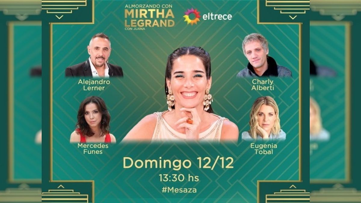 Los invitados que tendrá Juana Viale este domingo 12 de diciembre en Almorzando con Mirtha Legrand, el legendario ciclo de su abuela. 