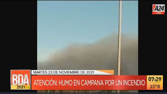 Incendio y humo en el ramal Campana de la Panamericana