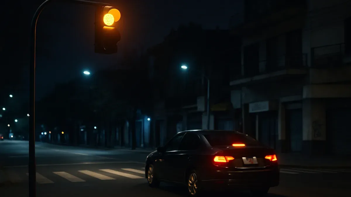 Semáforo amarillo intermitente de noche: qué indica y cómo actuar al volante. (Imagen ilustrativa)