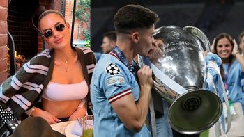 El tremendo festejo de María Guardiola tras el triunfo del City, muy cerca de Julián Álvarez