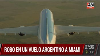 Insólito: robo en pleno vuelo de Aerolíneas Argentinas. (Captura de Tv)