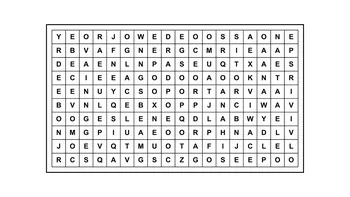 Encontrá la frase escondida en una sopa de letras con letras dispersas en una matriz