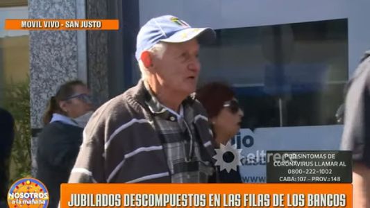 El enojo del abuelo de Nico Occhiato haciendo la fila en el banco para poder cobrar