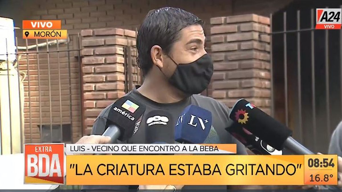 Habló el vecino que encontró a la bebé abandonada en la basura. (Captura de Tv)