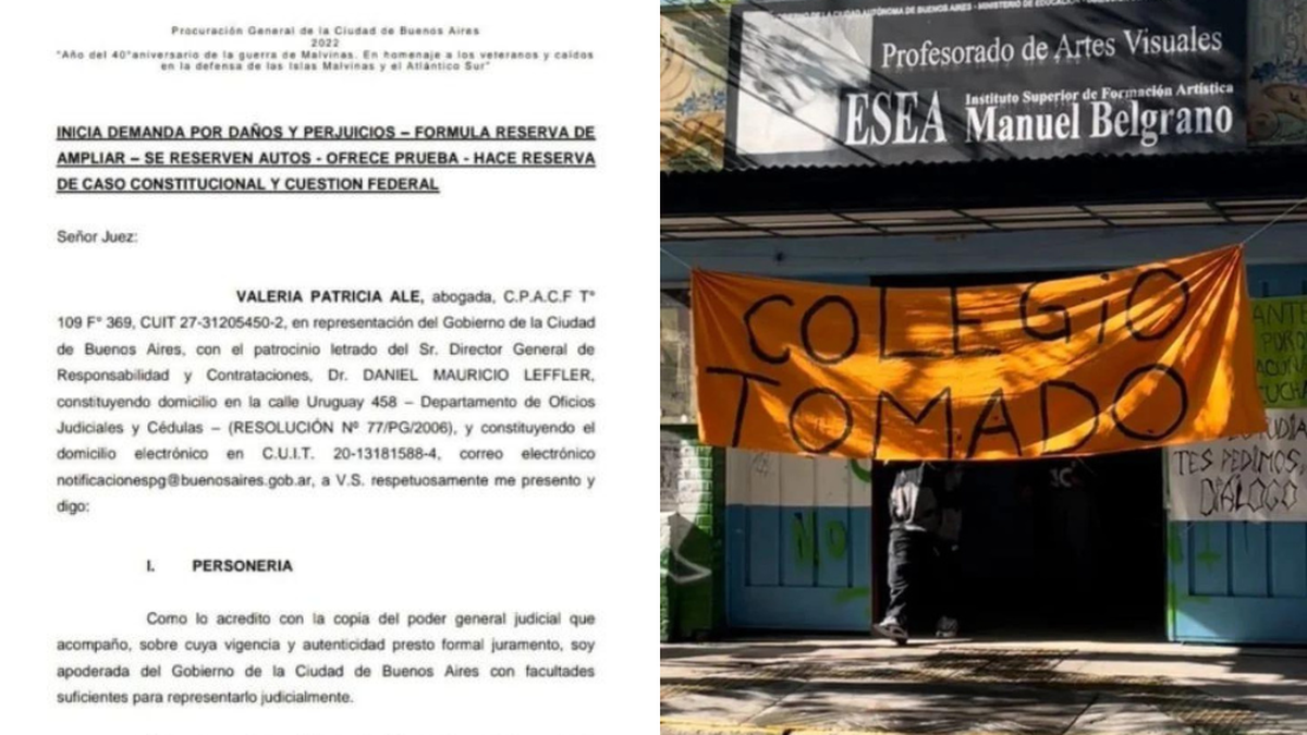 La demanda que le llegó a la alumna por la toma del colegio Instituto Superior de Formación Artística Manuel Belgrano (Foto: redes sociales Juana D.).