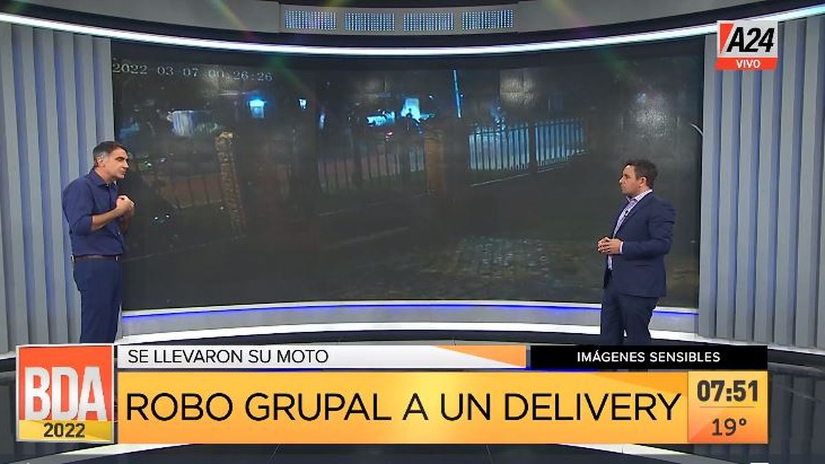 Merlo: 10 motochorros atacaron a un delivery para robarle. (Captura de Tv)