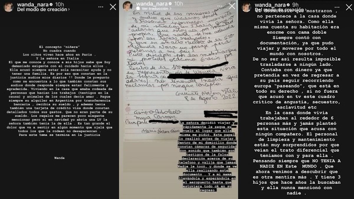 El descargo de Wanda Nara ante las acusaciones de su ex empleada, Carmen. 