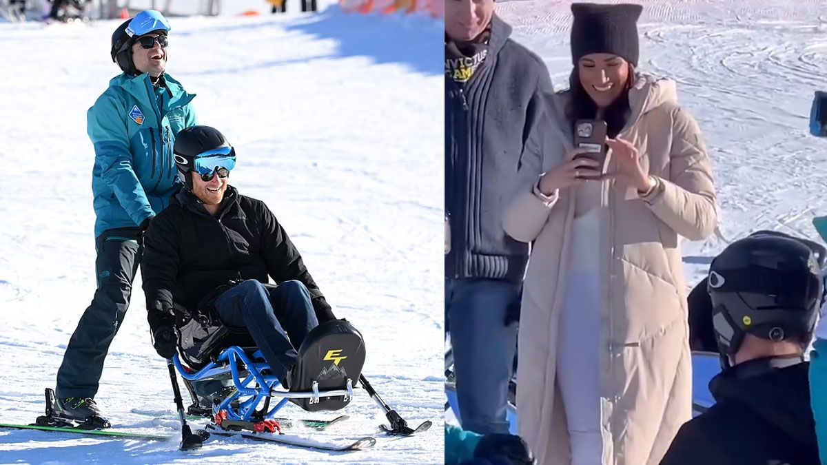 Lejos de Londres y la salud del Rey Carlos III, Meghan Markle fotograf&iacute;a en Canad&aacute; al pr&iacute;ncipe Harry (Foto: gentileza Daily Mail).