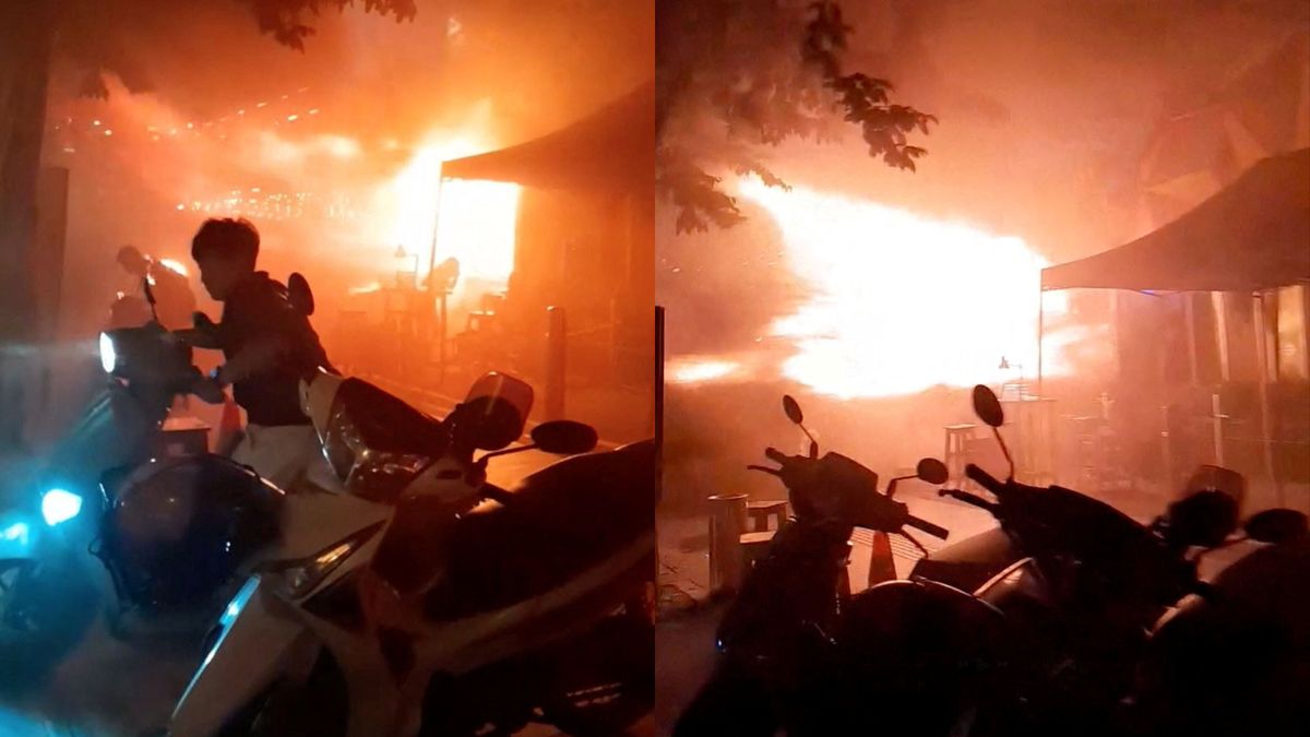 Dos momentos del incendio en le bar de Bangkok. (Foto: Reuters)
