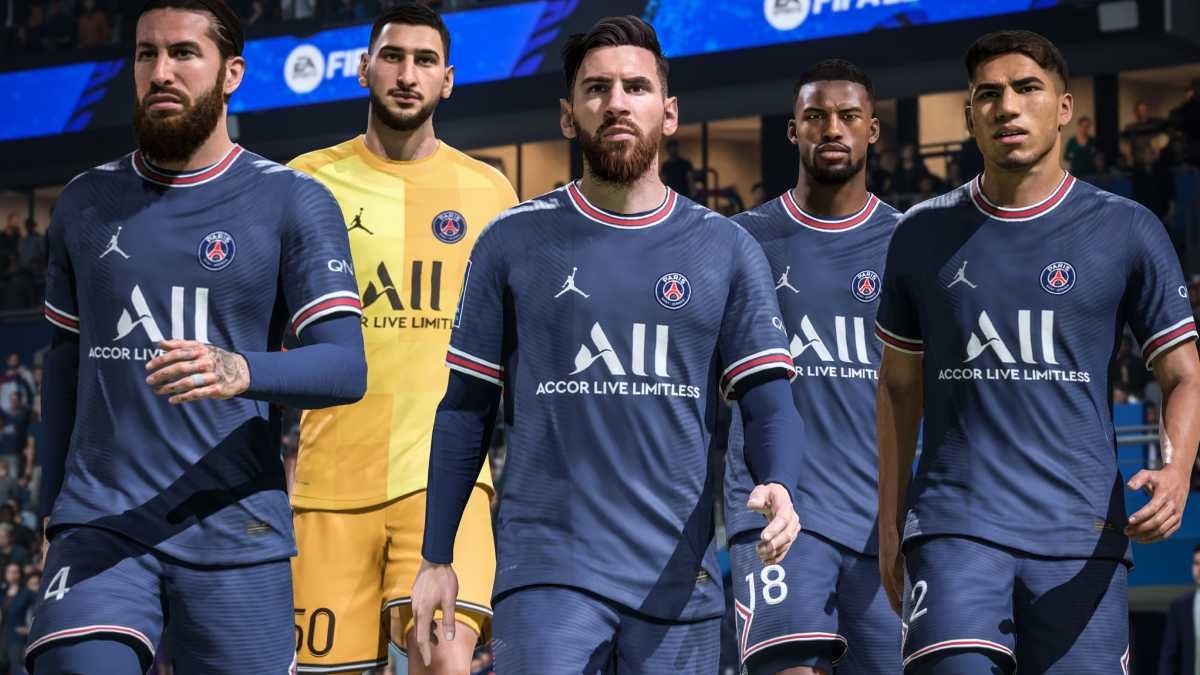 Messi con la camiseta del PSG en el FIFA22.