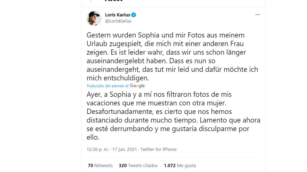 El mensaje de Loris Karius 