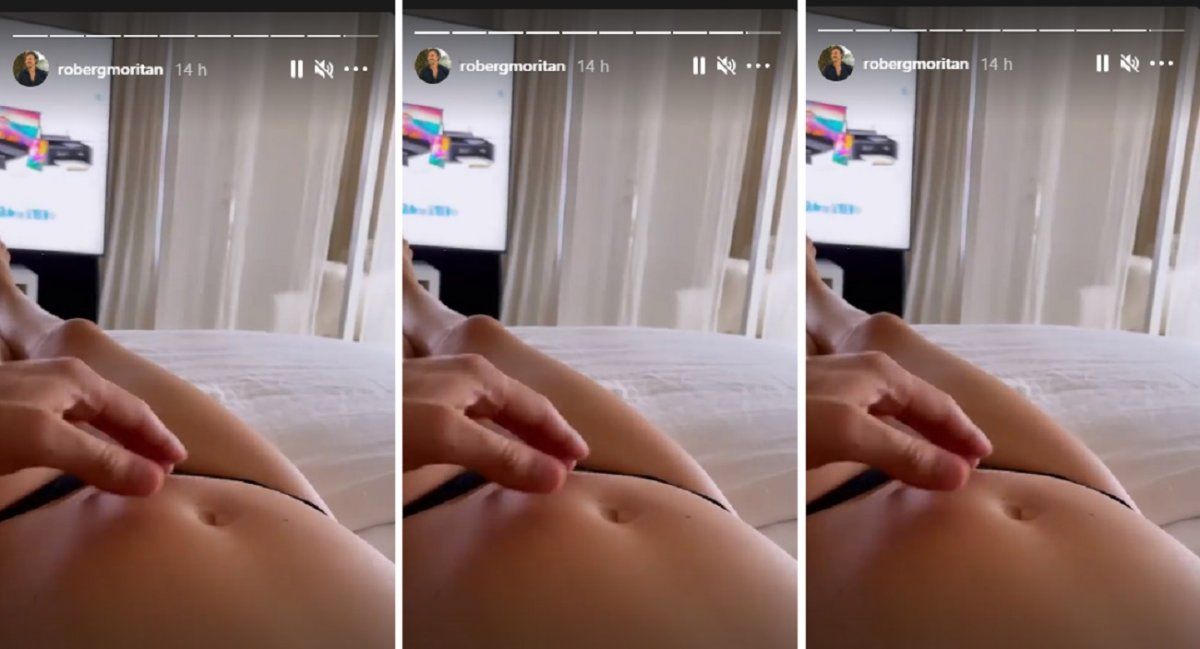 El tierno video de Roberto García Moritán acariciando la pancita de Pampita
