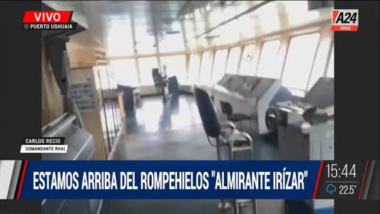 A24 recorrió el rompehielos Irízar antes de su llegada a la Antártida