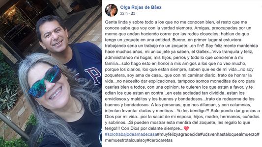 Acusan de planillera a esposa de Carlos Báez y ella responde: Si pueden demostrar esta mentira del zoquete...