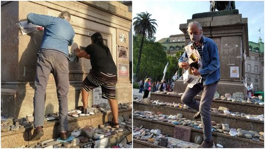 La oposición repudió la agresión en la Plaza de Mayo a las piedras de las víctimas del coronavirus