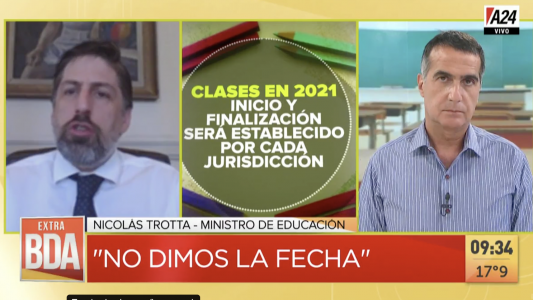 Trotta insiste con que las clases presenciales se reinicien en marzo de 2021