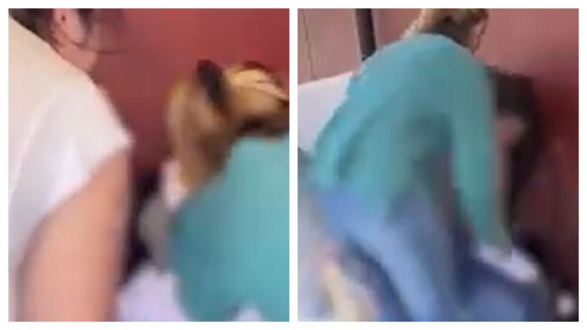 En las imágenes se ve cómo las mujeres agreden a la maestra de forma salvaje. Foto: captura de video.