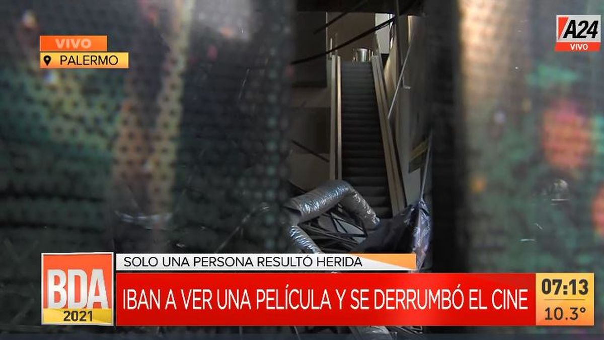 Palermo: así quedó por dentro el cine que se derrumbó. (Captura de Tv)