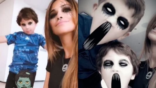 Anto Roccuzzo y sus hijos, como dulces zombies en Halloween