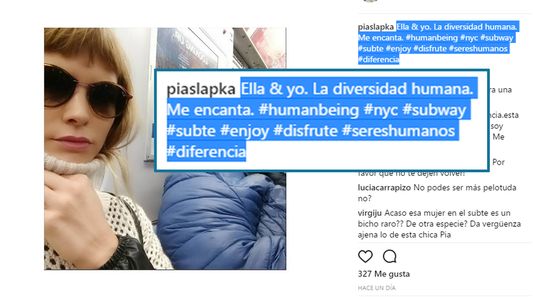 Disgusto en Instagram por un comentario de la modelo Pía Slapka sobre la diversidad humana
