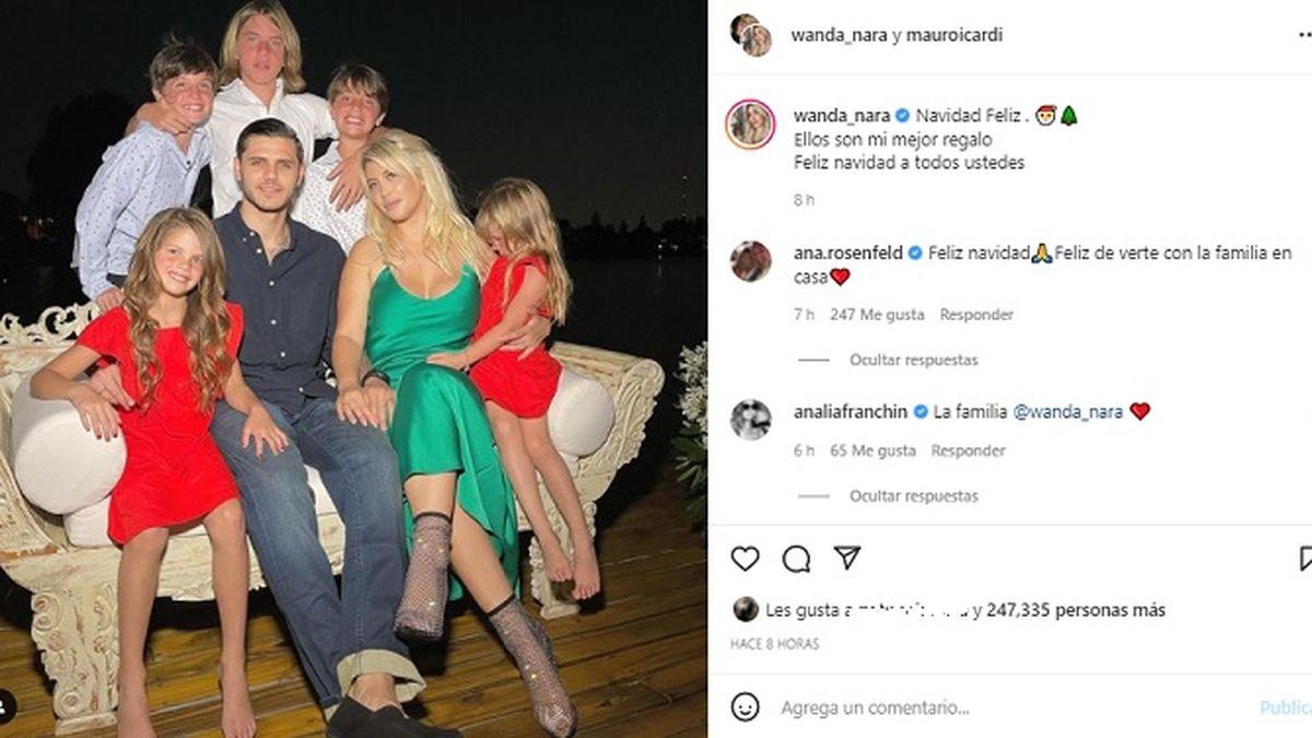 Wanda Nara y su marido Mauro Icardi, junto a sus 5 hijos.&nbsp;