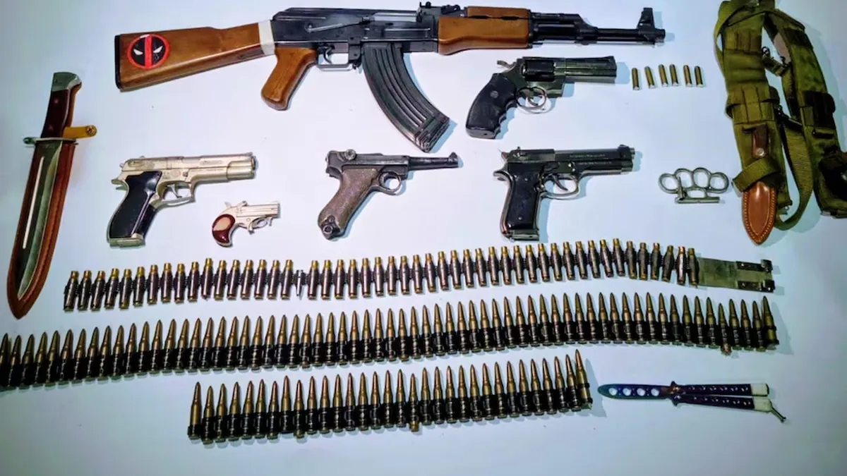 Las armas secuestradas al sospechoso. 