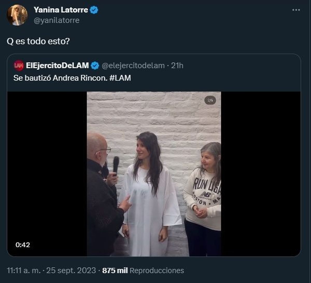 Yanina Latorre disparó sin filtro contra Andrea Rincón tras su particular  bautismo