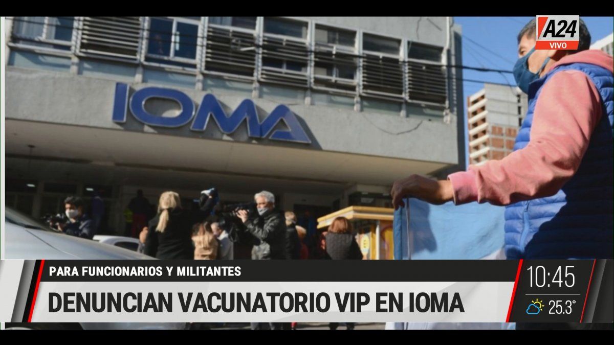 Funcionaba un vacunatorio VIP en un hospital dependiente de IOMA (Foto: captura de TV).