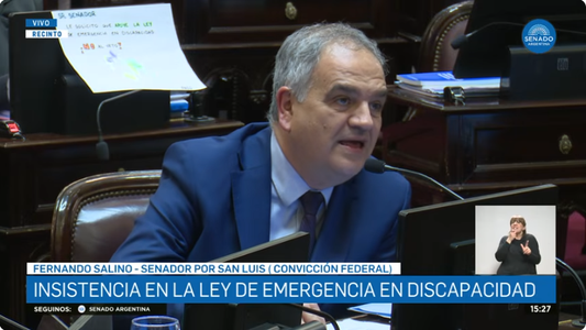 La fuerte razón personal de un senador de San Luis para apoyar la Ley de Discapacidad: Conviví 23 años con mi esposa...