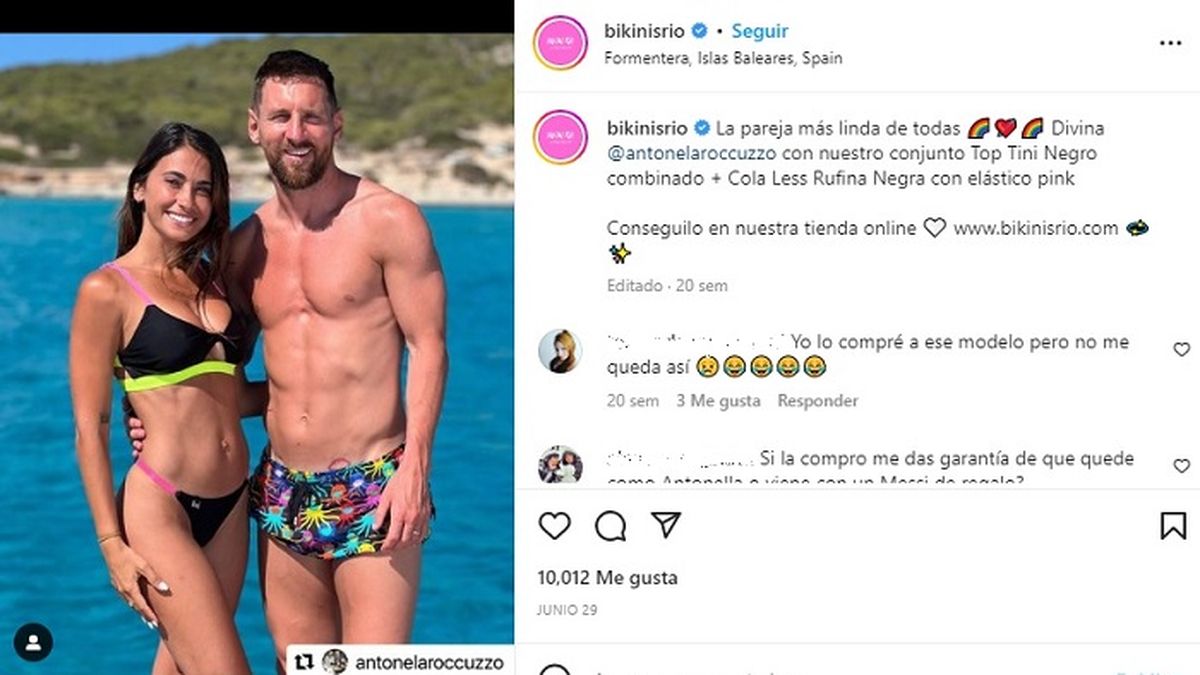 Antonela Roccuzzo suele usar las microbikinis de Mar&iacute;a Sol Messi, comparti&eacute;ndolas desde sus redes sociales.