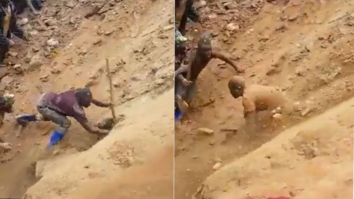 Mineros cavaron con sus manos para rescatar a sus compañeros en una mina que colapsó en el Congo. (Foto: Gentileza WioNews)