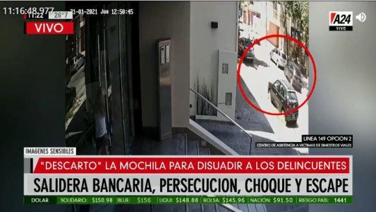 Lanús: salidera bancaria, persecución, choque y escape