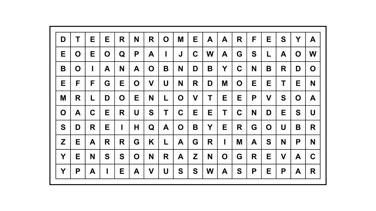 Encontrá la frase escondida en una sopa de letras literaria de 10 filas por 18 columnas