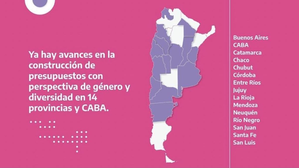 Provincias con iniciativas con perspectiva de género en Argentina (Fuente: Dirección Nacional de Economía, Igualdad y Género).