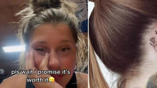 Quiso hacerse su primer tatuaje tras la oreja y le quedó horrible: ¡Una mancha!