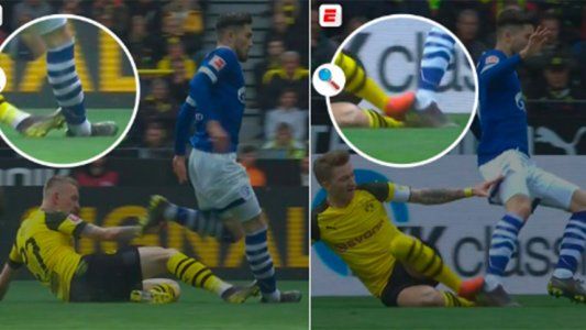 ¡Hizo echar a dos en cinco minutos!: las terribles patadas desde atrás que sufrió un jugador de Schalke