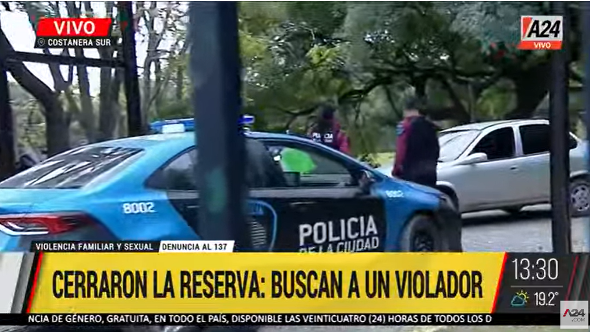 Una mujer de 50 años denunció esta mañana que fue violada dentro de la Reserva Ecológica. (Foto: Captura A24).