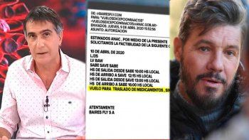 Laje explicó y mostró documentos que confirman que Tinelli sí pidió una valija con medicamentos